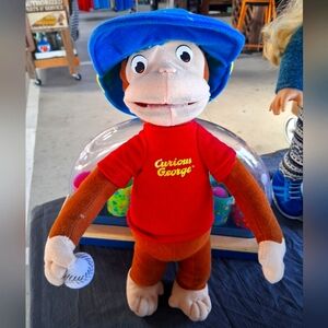 Vintage 2005  Curious George Plush Monkey Stuffed Animal Red Shirt and Hat